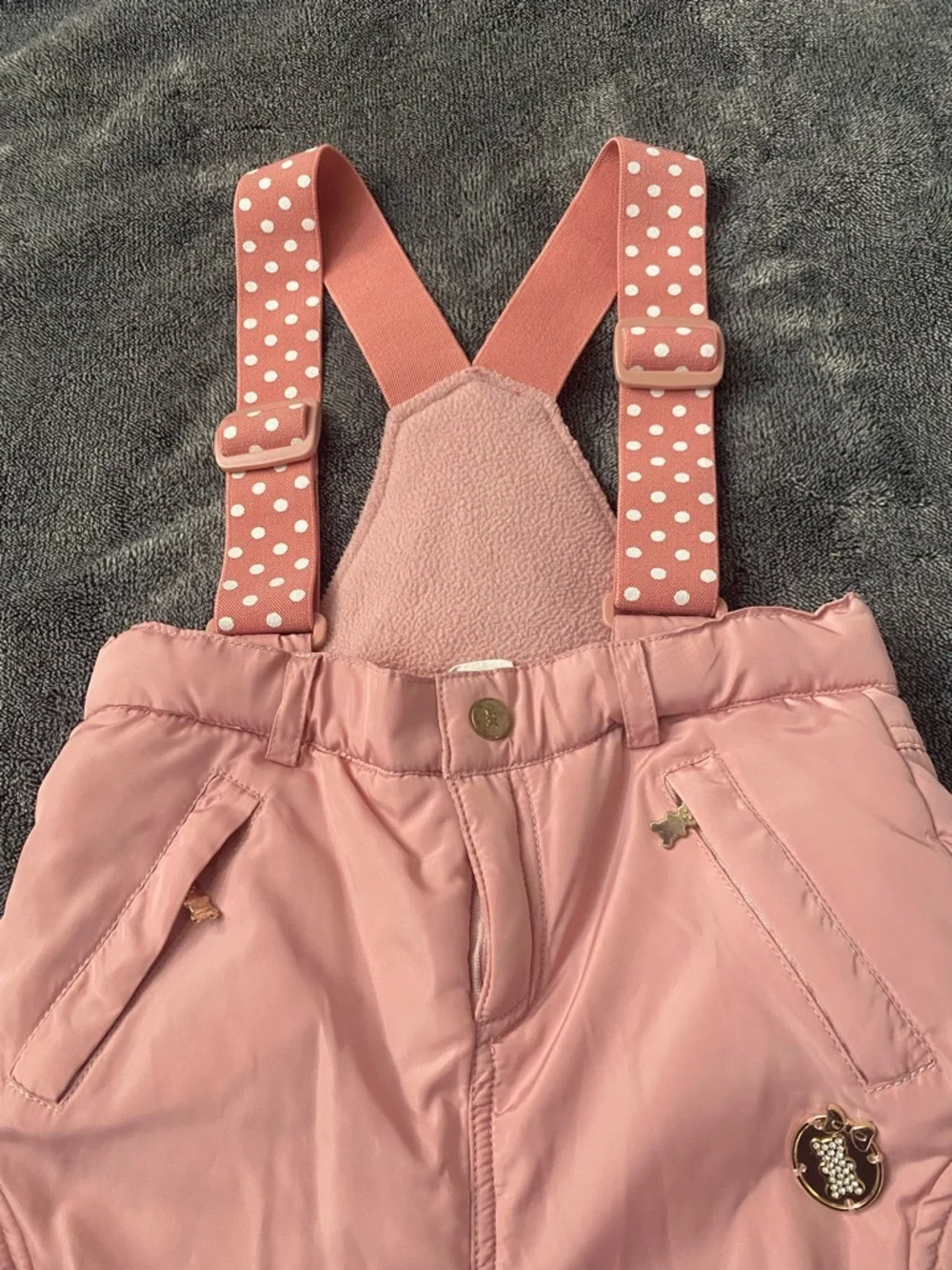 Jelispoon Boutique Dusty Pink Fleece-Lined Snow Bibs Size 120 (US 6/7) - Picture 4 of 9